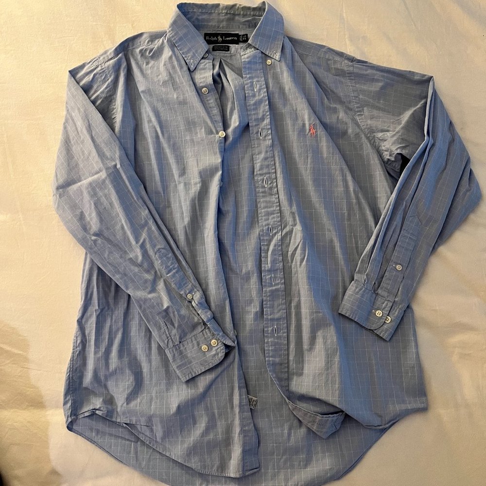 Ralph Lauren - Long Sleeve Button Down - Lightly Checkered - Size 15.5 Neck